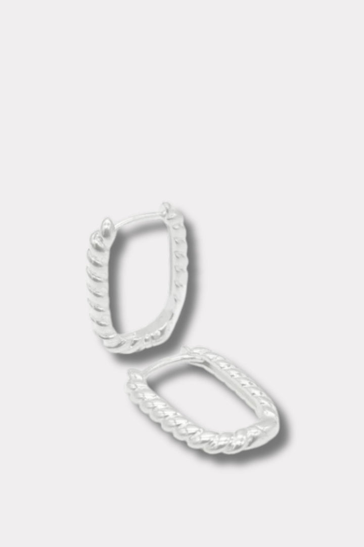 Petite Swirl Edge Hoops Silver