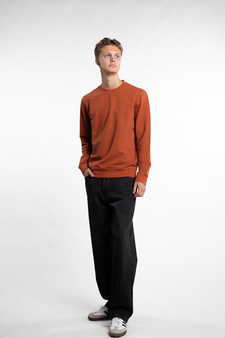 X-Soft Garment Dyed Stretch Cotton Sweatshirt Orange