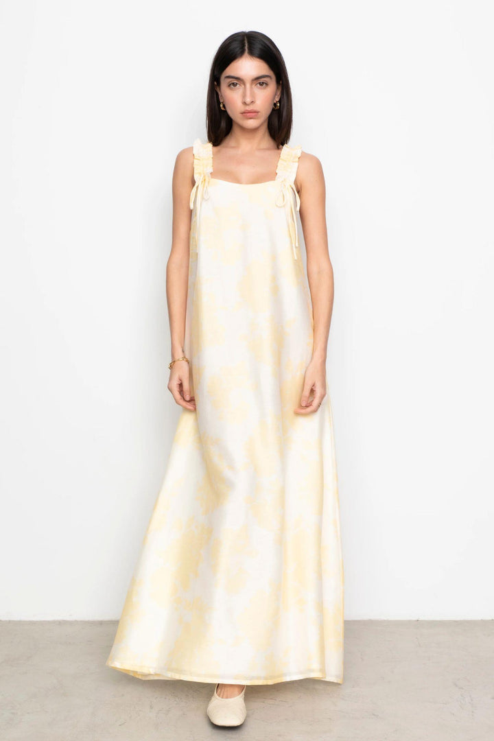 Zaha Dress  Yellow Floral Print