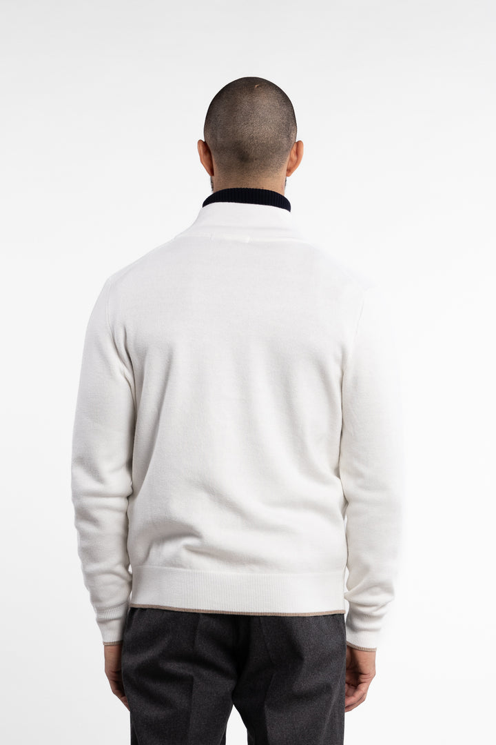 Nate Wool/Cotton Full-Zip Cardigan Off-White