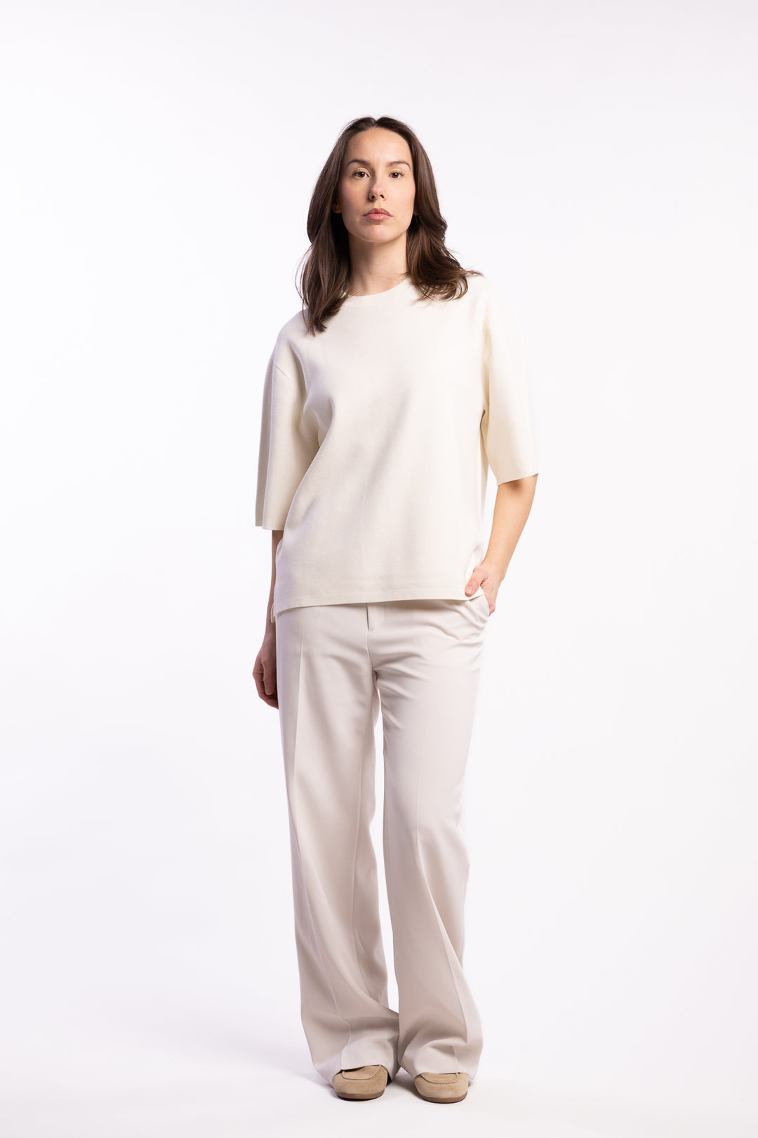 Milano Knit T-shirt- Calico White