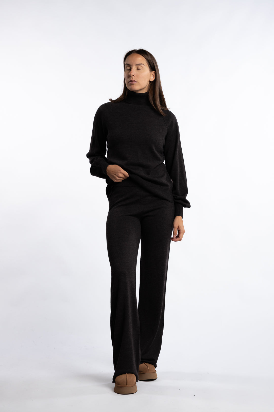 Minken Merino Sweater- Dark Brown Melange