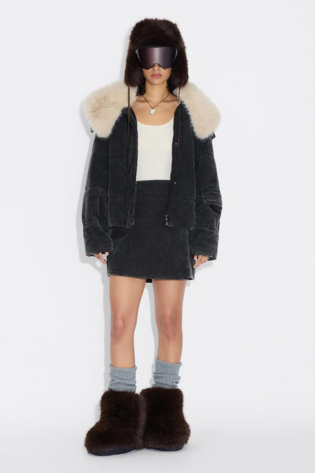 Furry Trapper Hat - Dk. Brown