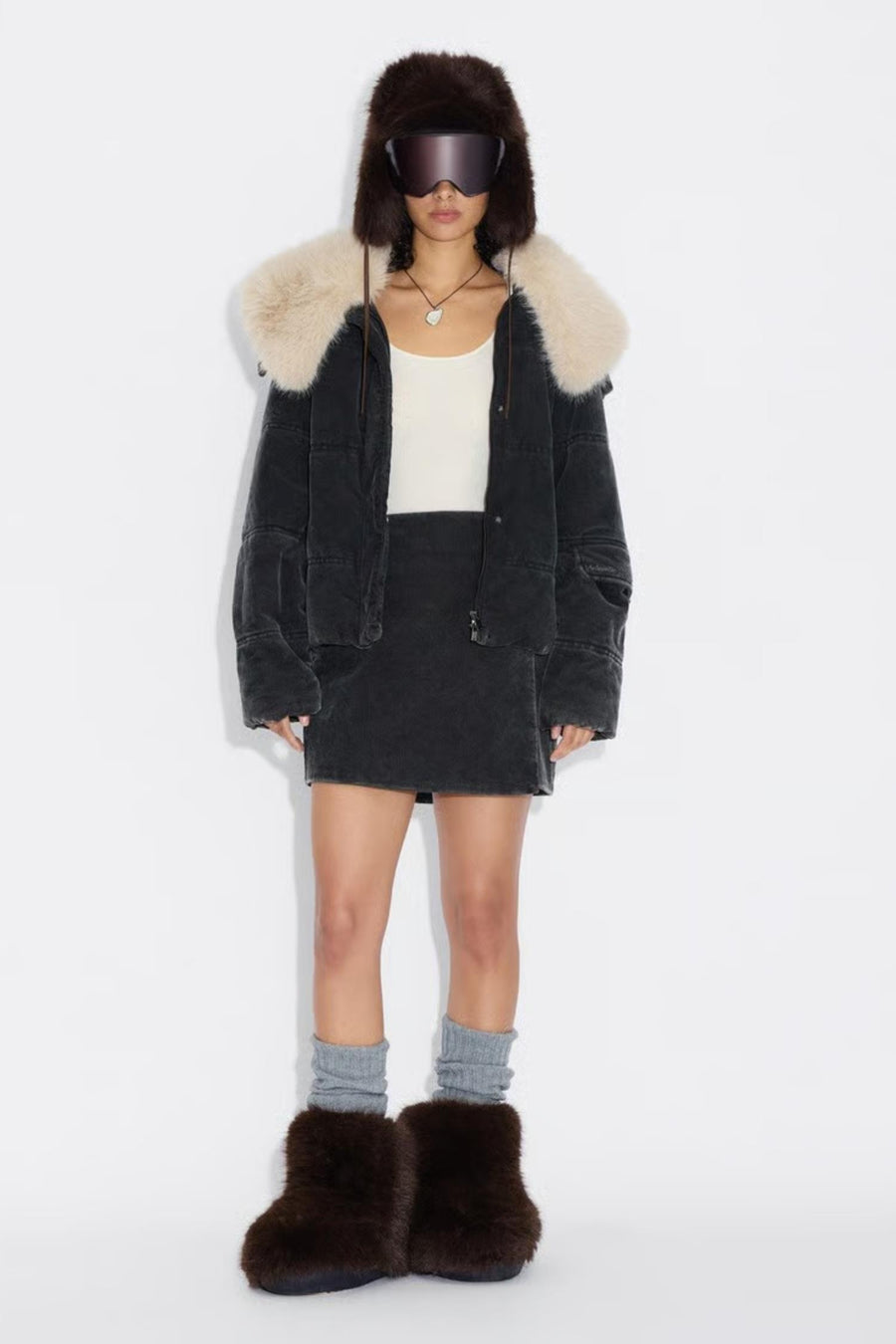 Furry Trapper Hat - Dk. Brown