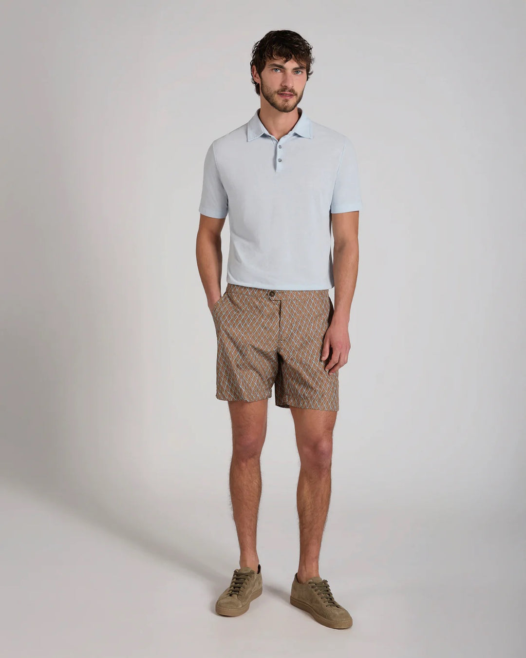 Ice Cotton Short Sleeve Polo Shirt Azzurro Polvere