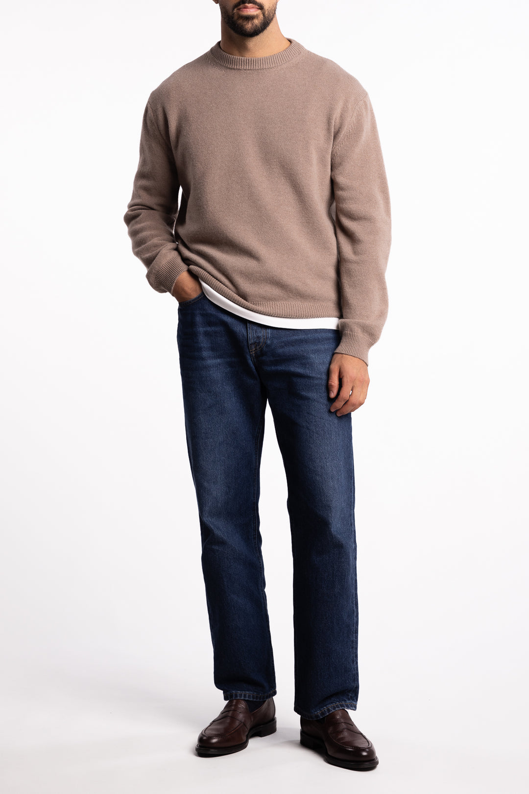 Merino Cashmere Crew Neck Beige
