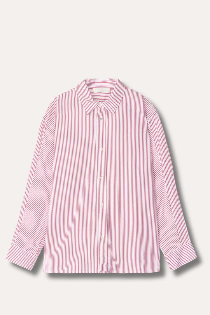 Coastal Shirt- White Red Pinstripe