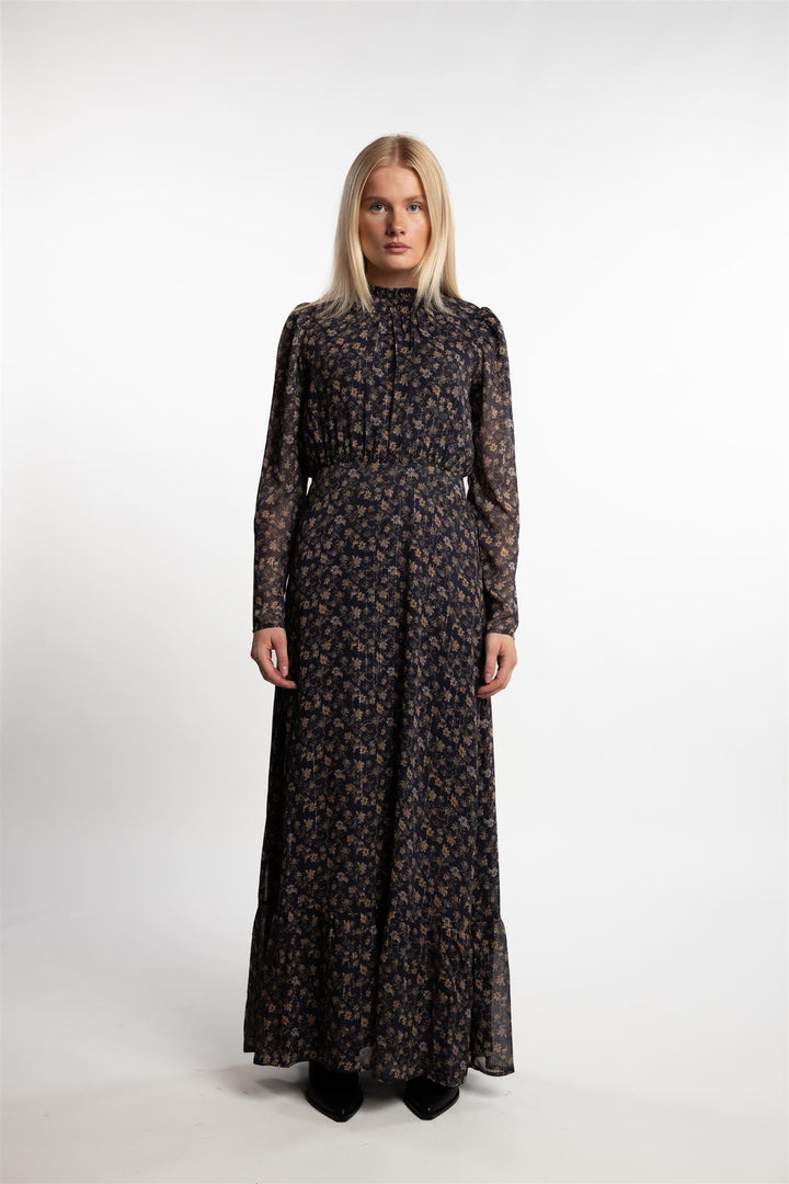 Nora Dress- Navy Dahlia Print