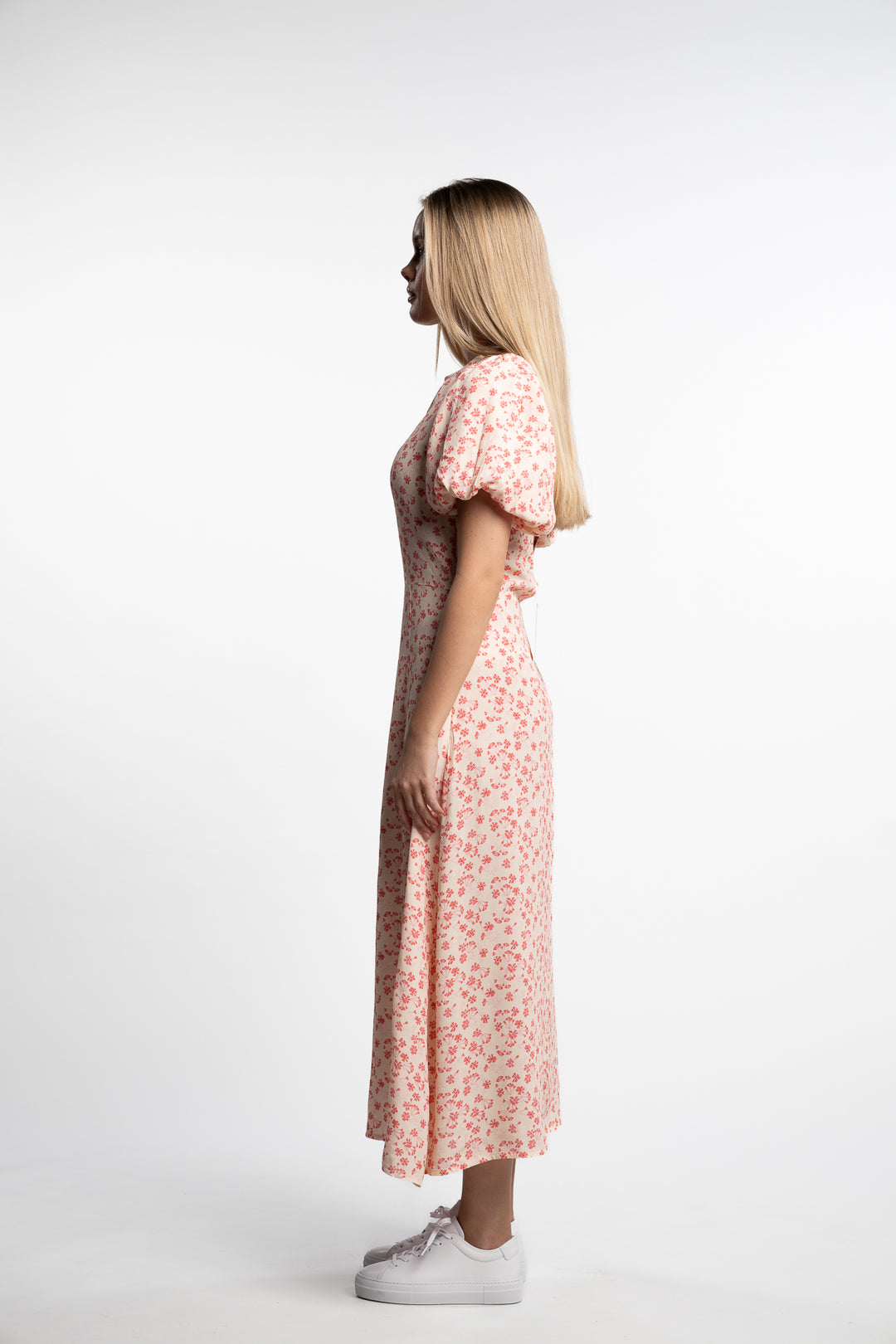 Athilda Dress- Cream Pink Flower