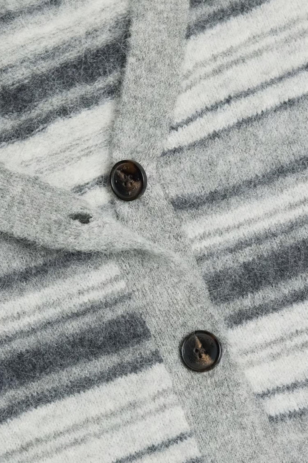 Fluffy Stripe Cardigan - Grey Stripe