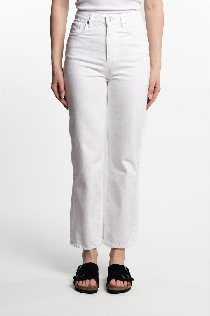 Holly high waist straight fit cropped length- White