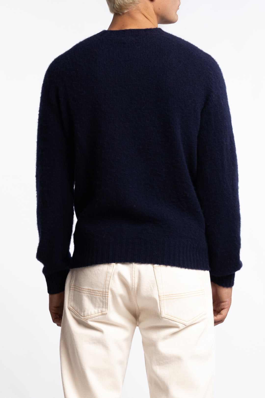 Brushed Shetland Crew Neck Jumper Navy
