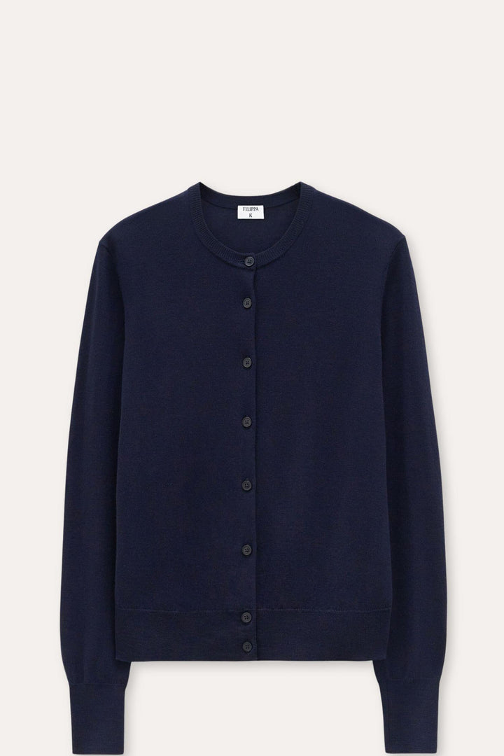 Merino Short Cardigan Dark Navy