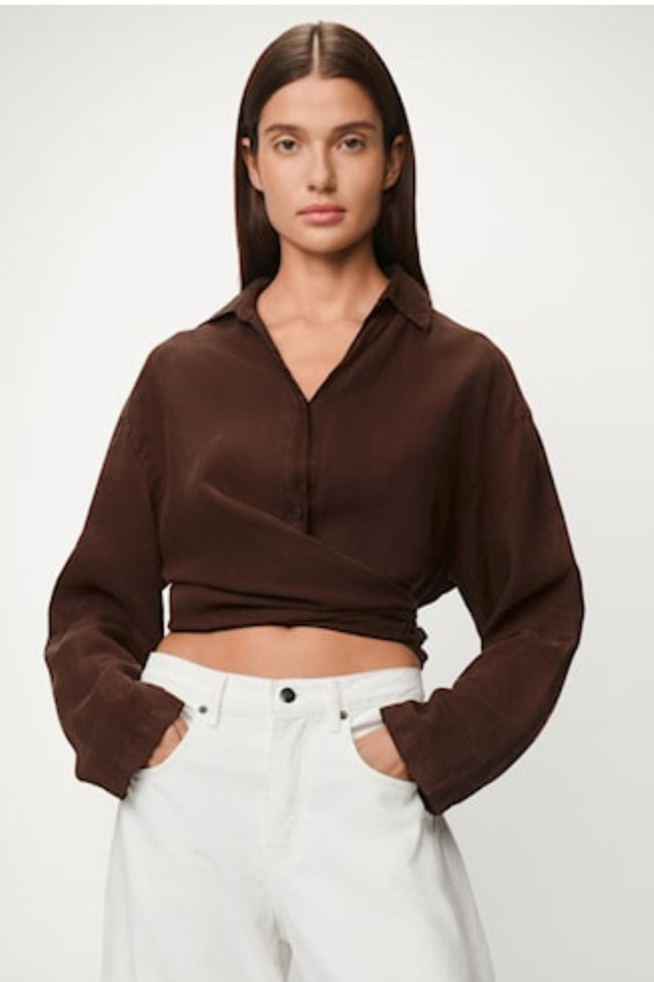 Pia Linen Shirt - Chocolate Martini