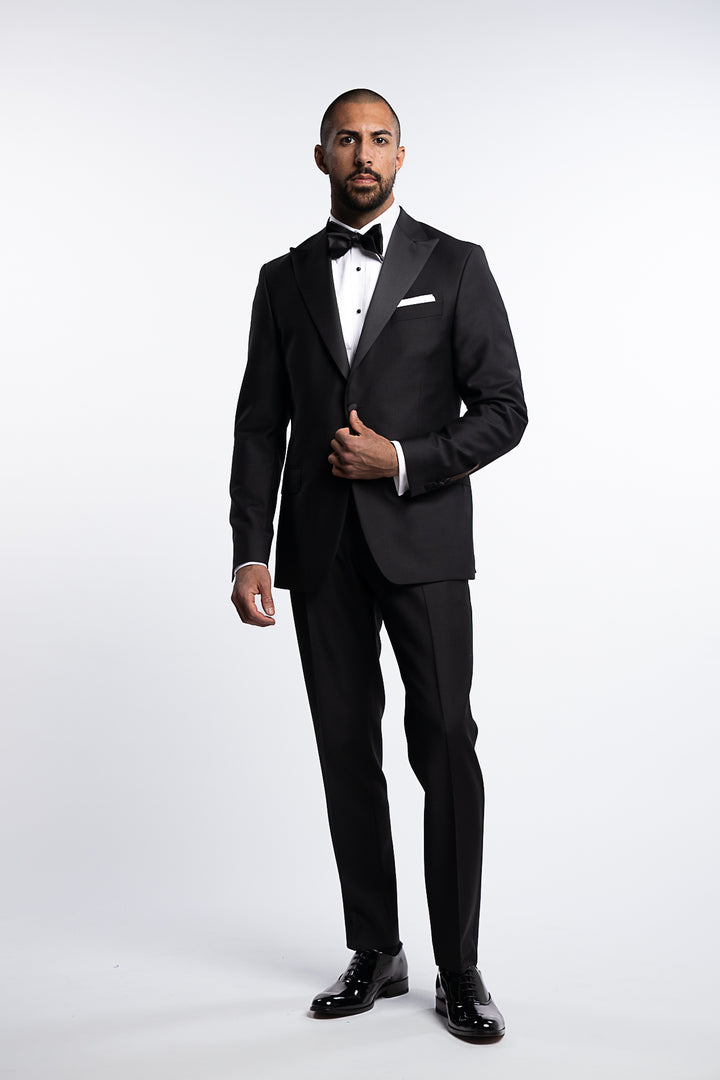 Denz Slim Fit Tuxedo Trousers Black