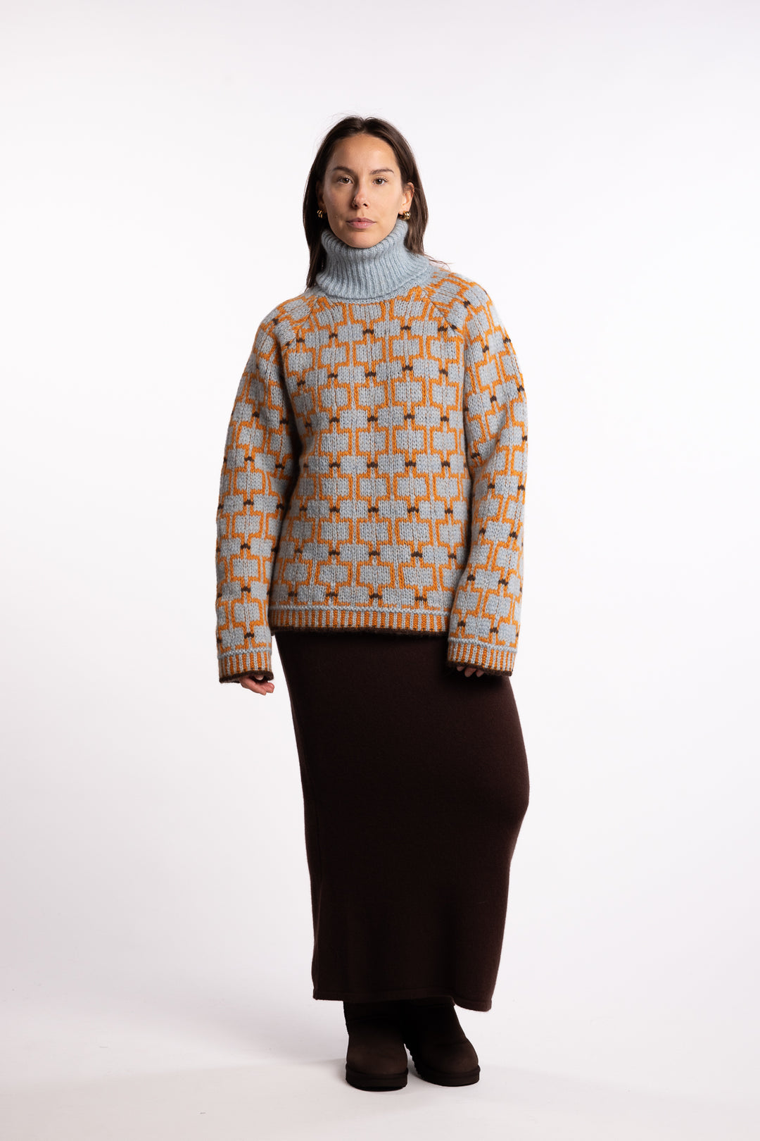 Norwegian Wool Turtleneck - Blue Mix