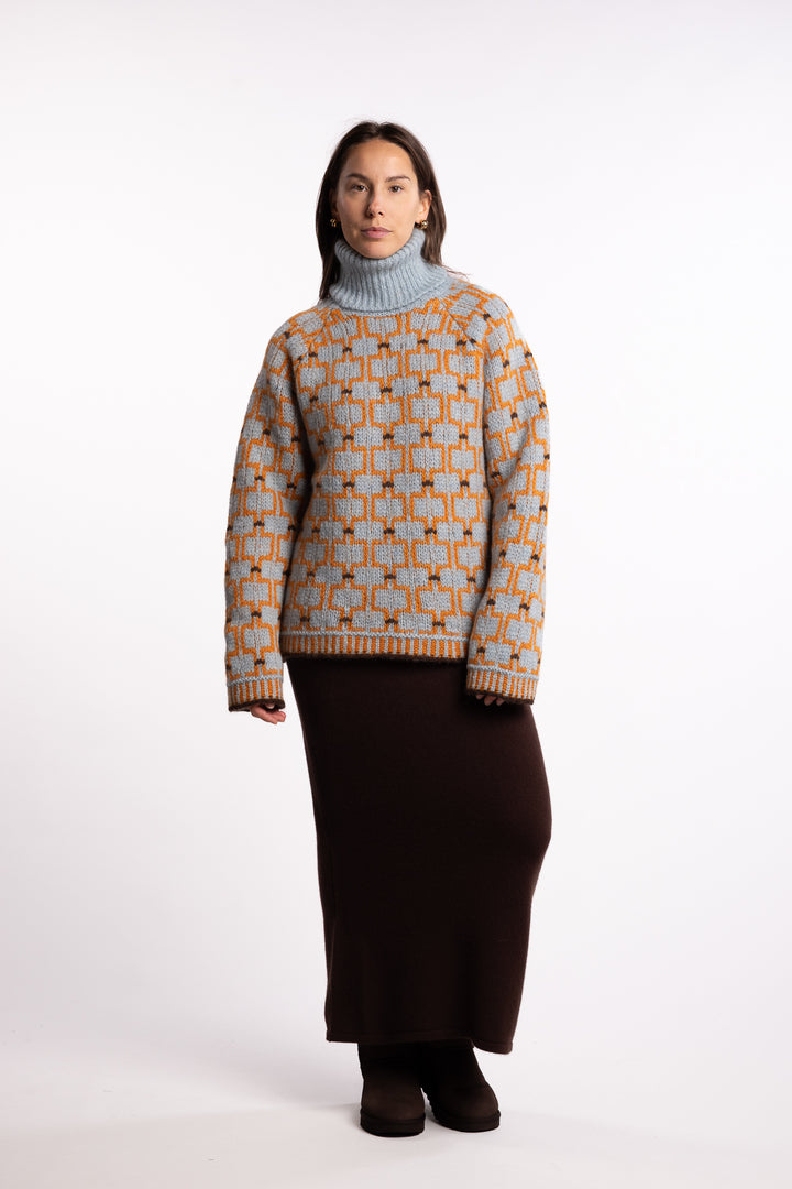Norwegian Wool Turtleneck - Blue Mix