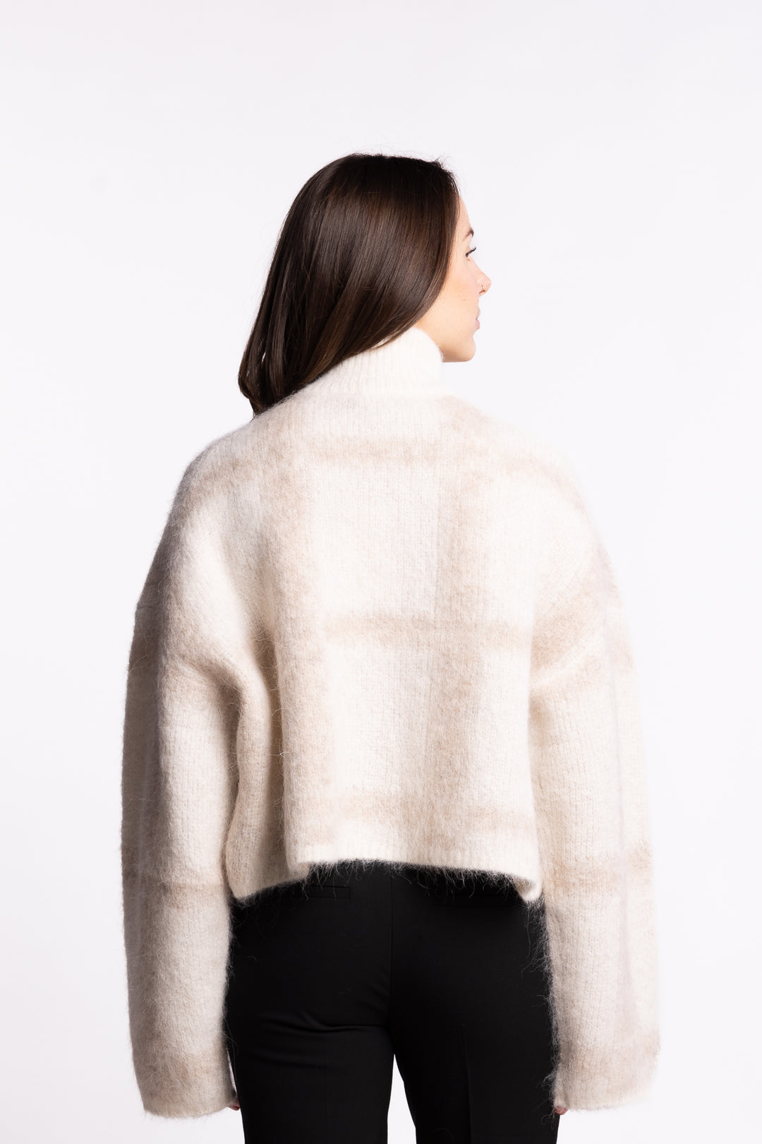 Tine Light Check Cardigan- Lt Brown Mix