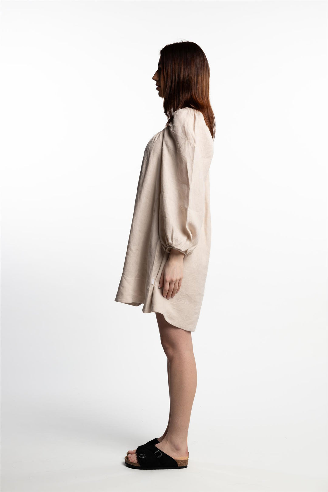 Alma Linen Dress- Beige