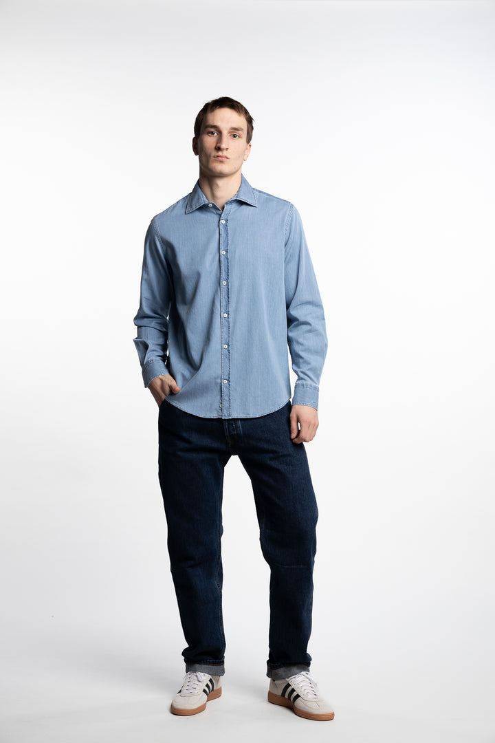 Giza Cotton X-Soft Light Denim Shirt Light Blue