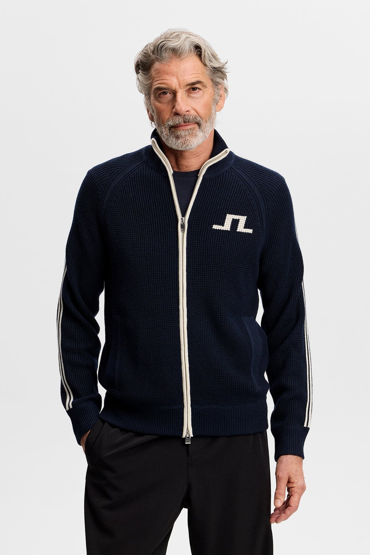 Craig Zip Knit Cardigan JL Navy