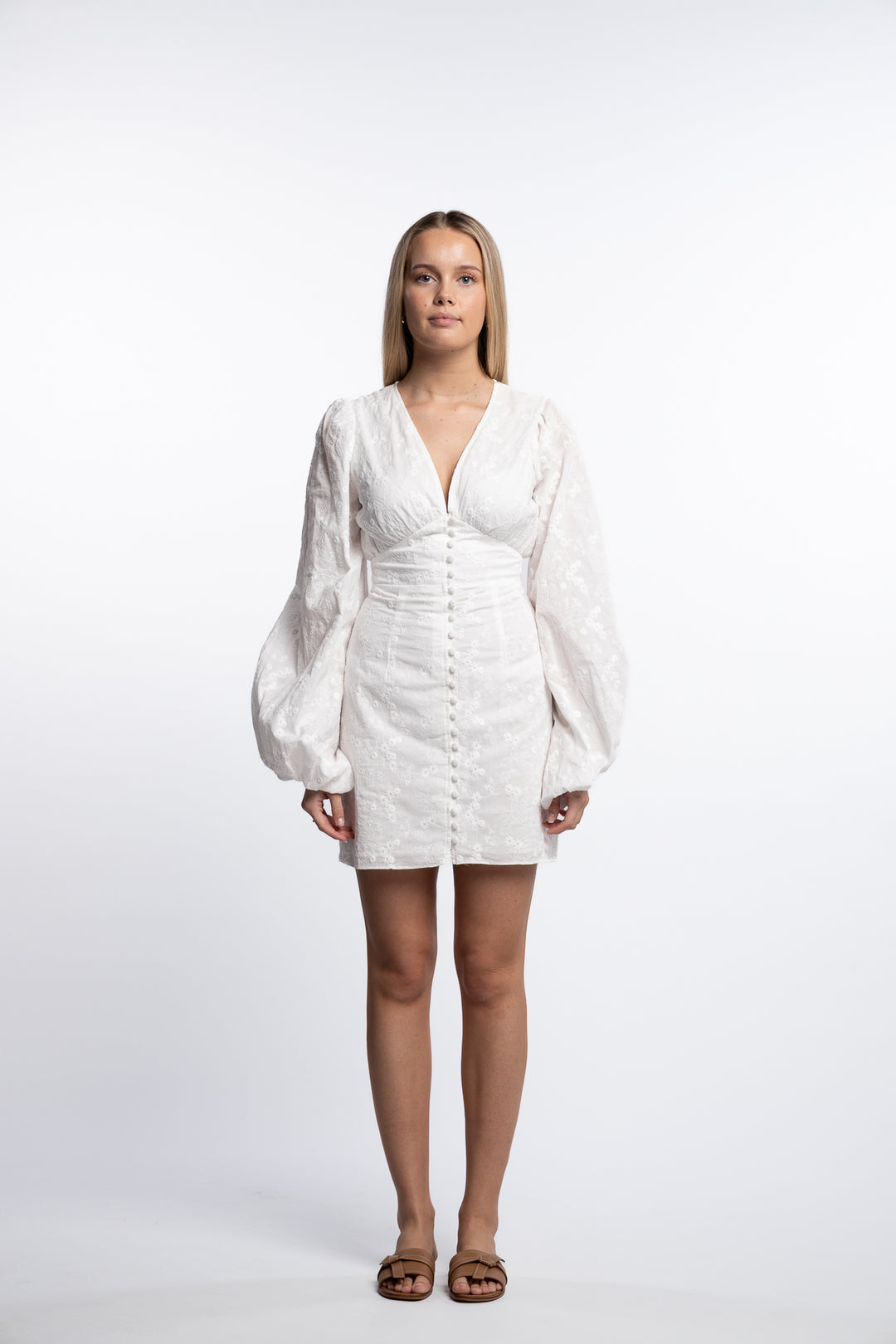 Florence dress- White Floral Embroidery