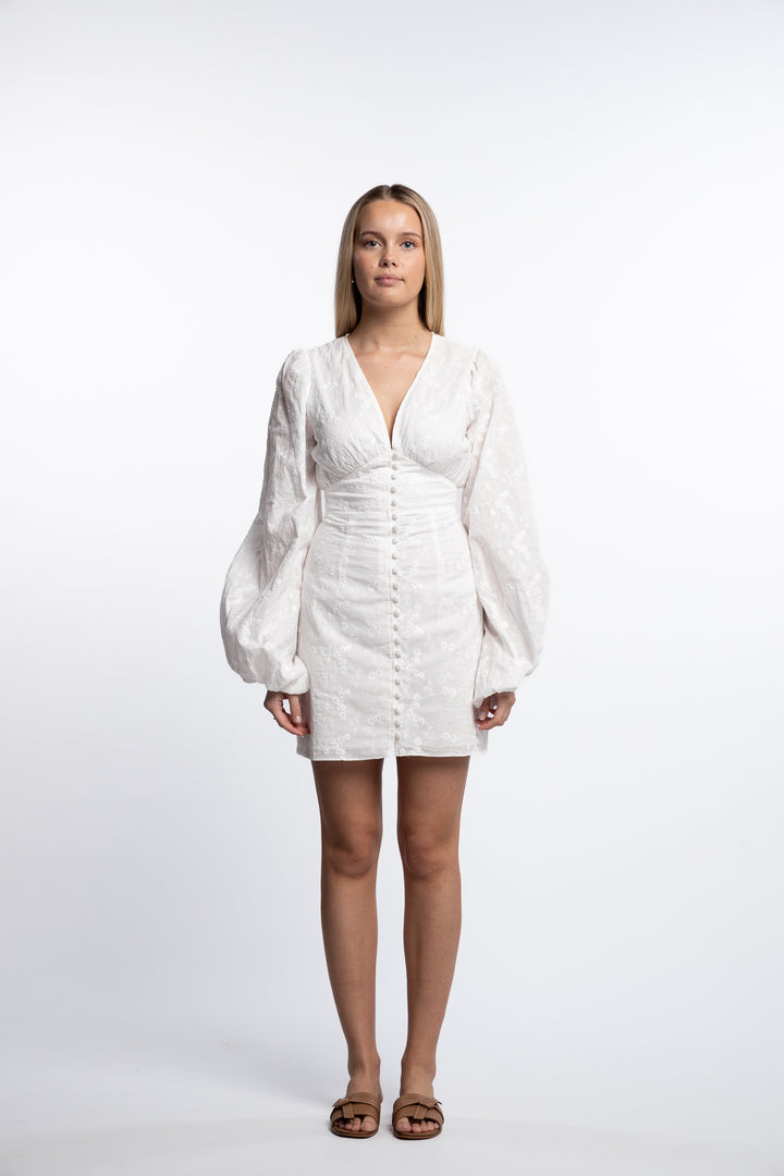 Florence dress- White Floral Embroidery