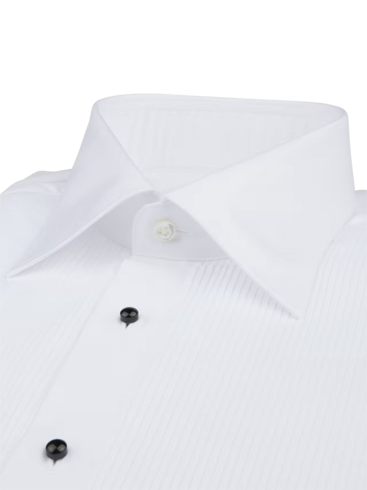 Slimline Pleated Smoking Shirt White