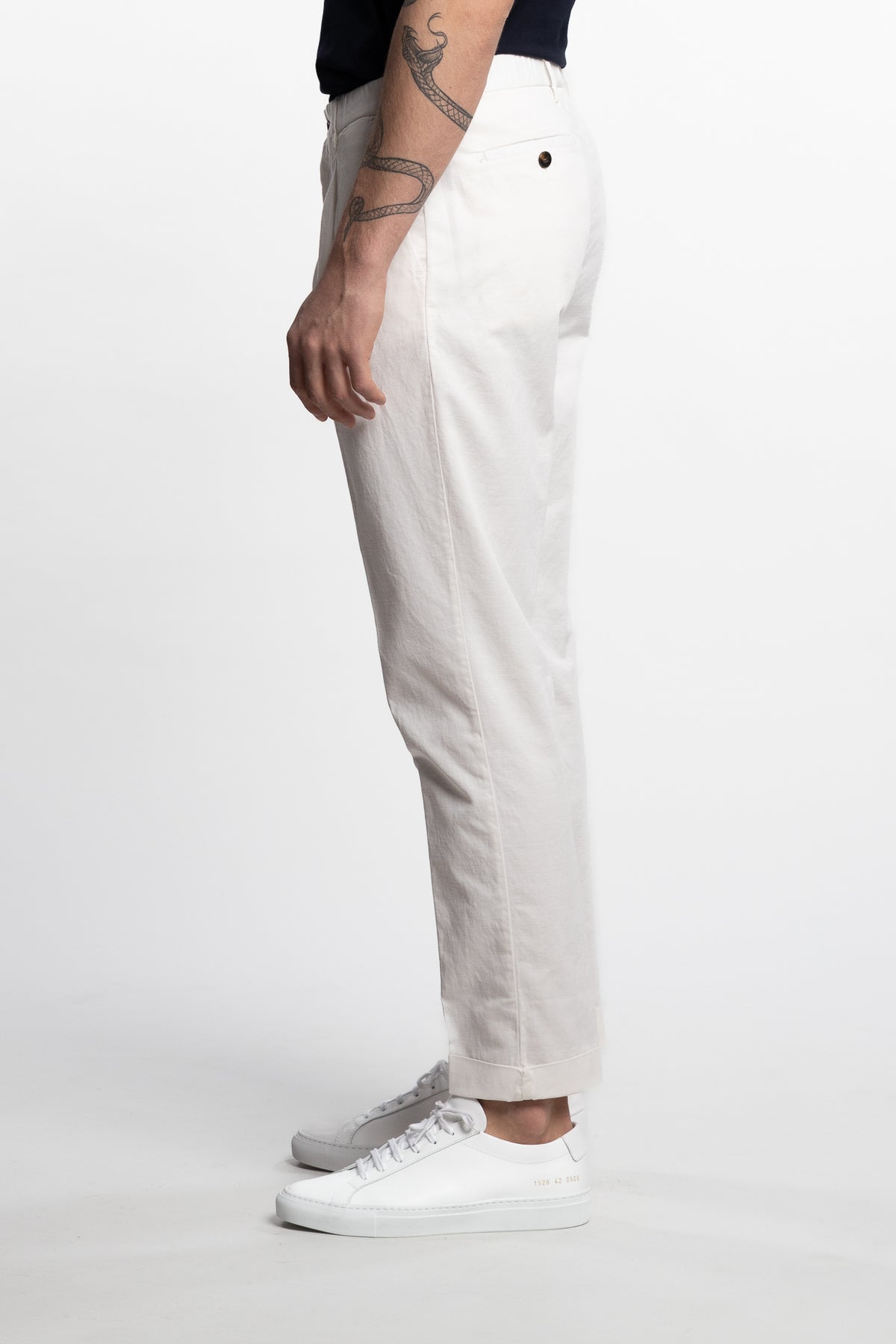 Capri Pleated Cotton/Linen Pant White