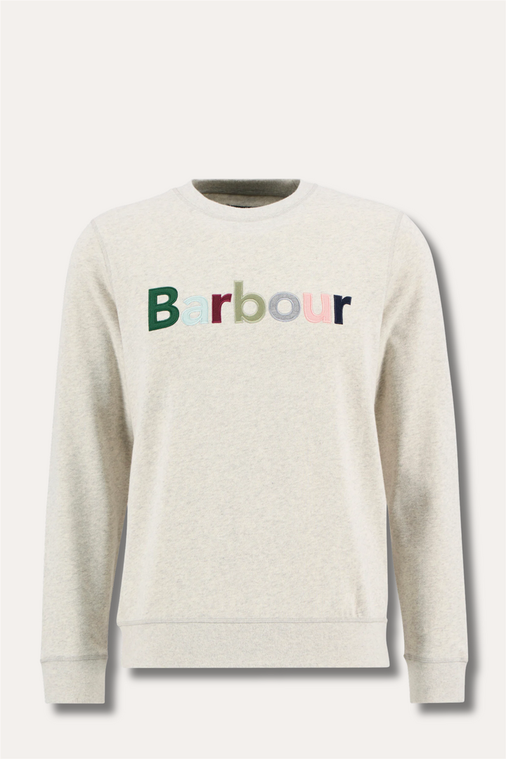 Pique Applique Crew Sweatshirt Ecru Marl