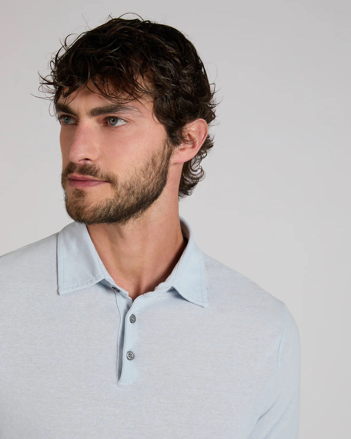 Ice Cotton Short Sleeve Polo Shirt Azzurro Polvere