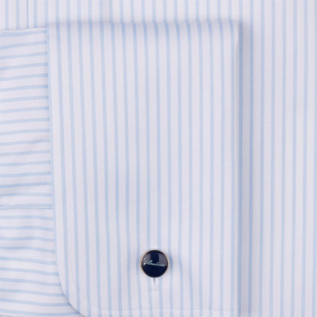 Fitted Body Twill Shirt French Cuffs Light Blue