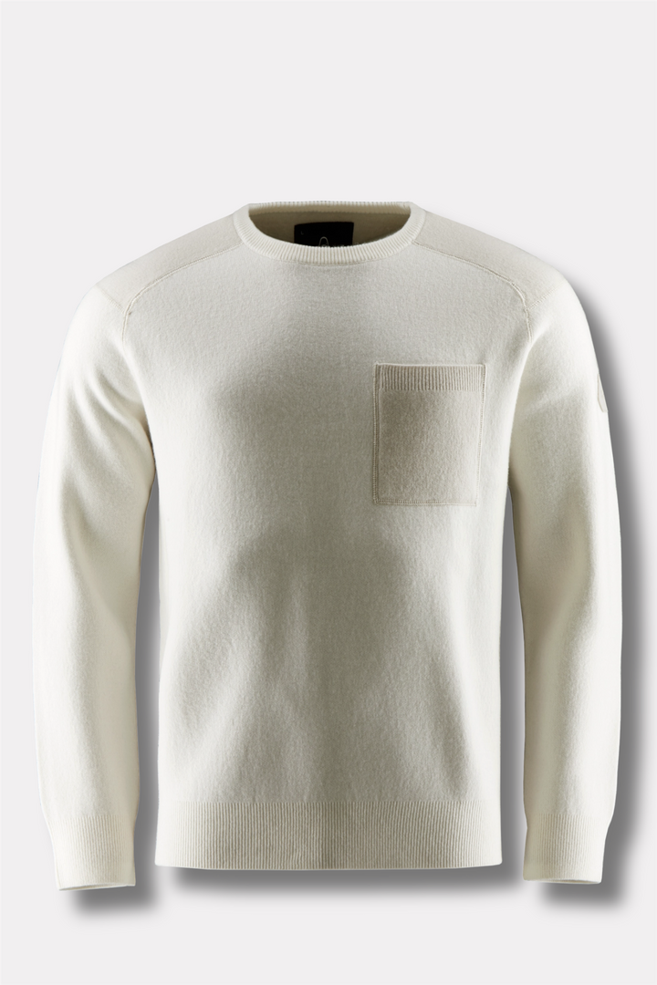 Spine Knitted Crew Neck Off White