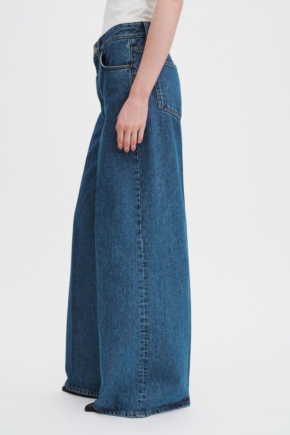 Wide Leg Jeans- Washed Mid Blue