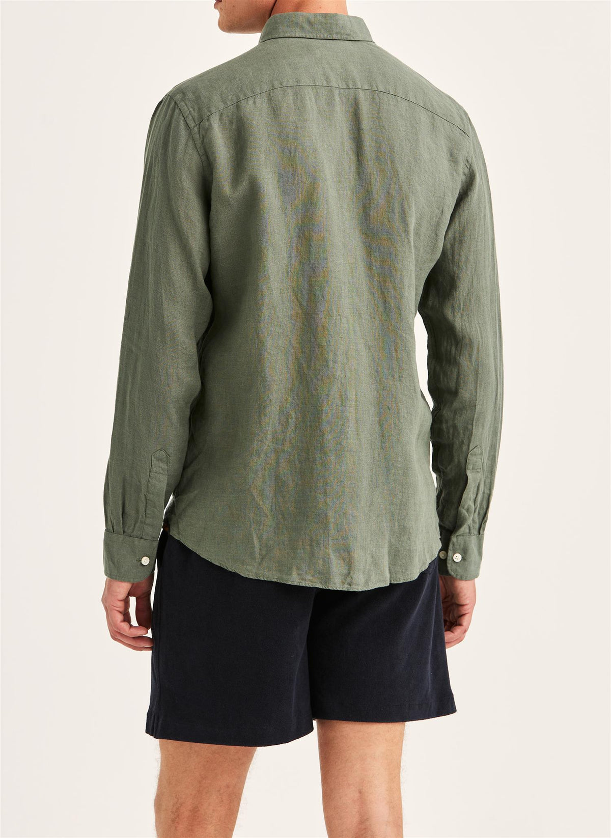 Douglas Classic Fit Linen Shirt Olive