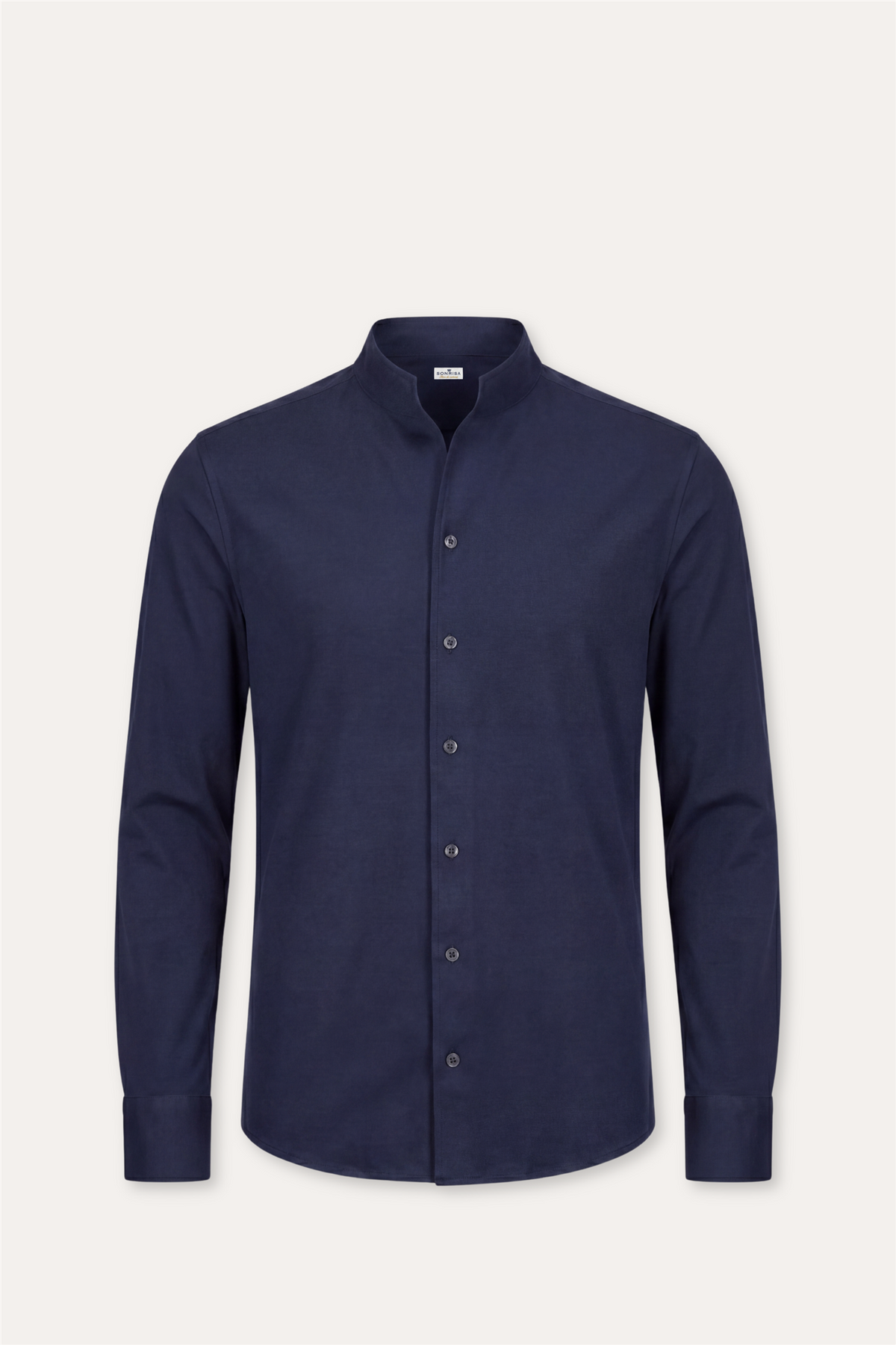 No Collar Cotton Shirt Navy