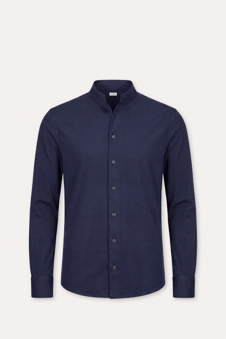 No Collar Cotton Shirt Navy