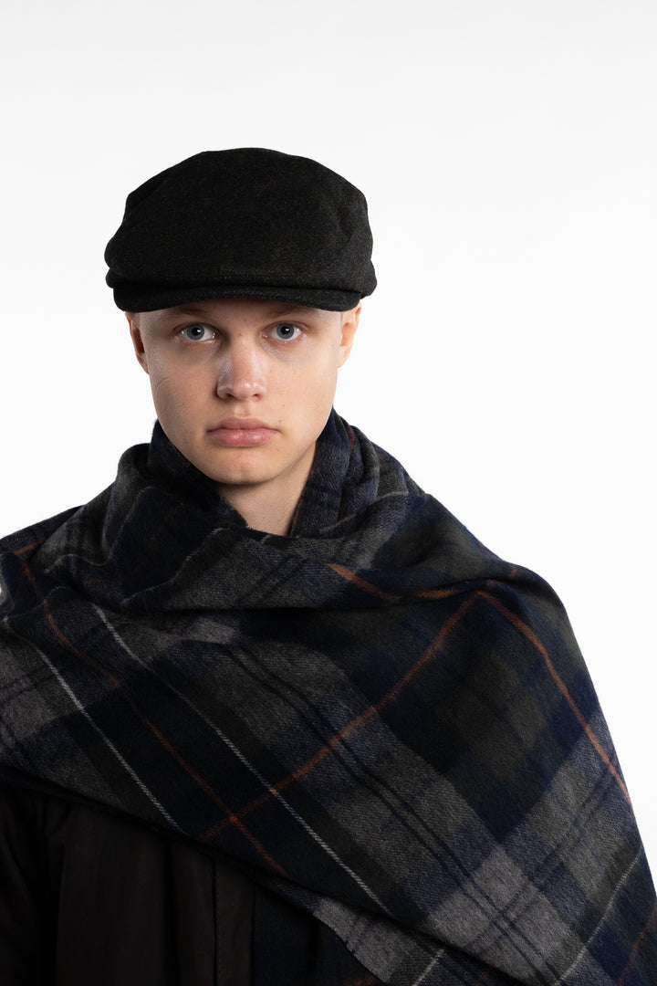 Brack Patchwork Tartan Wool Scarf Navy/Olive