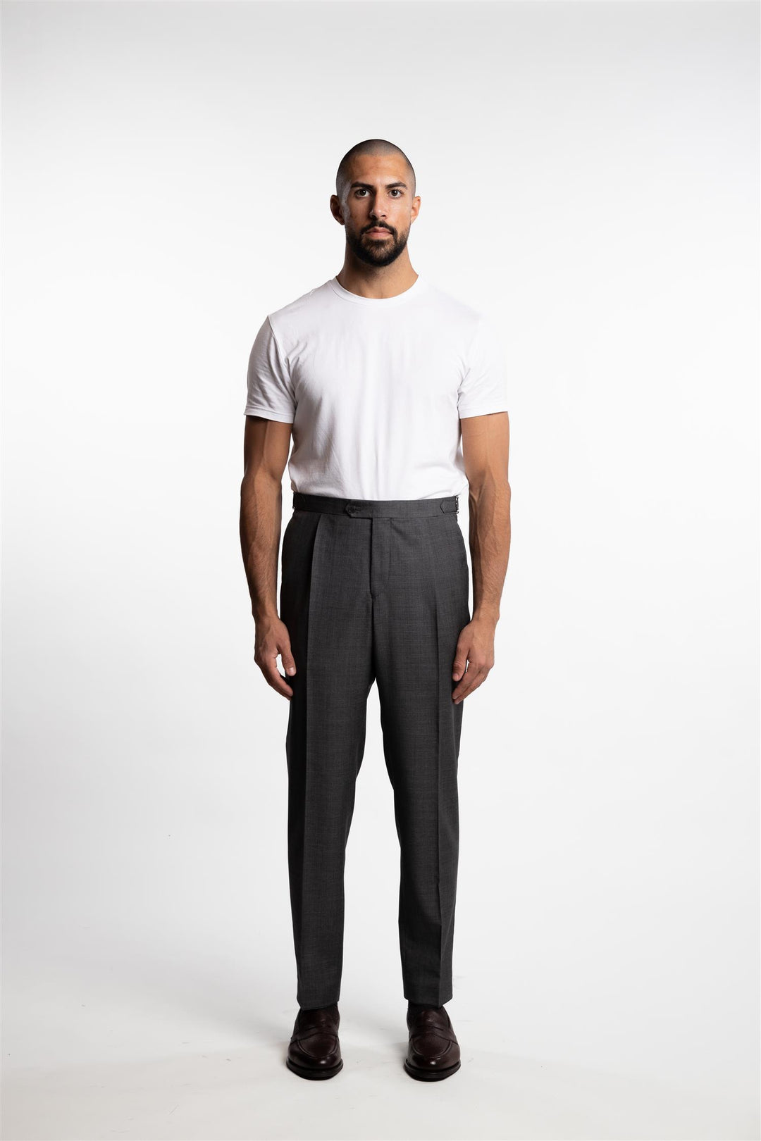 Prato Pleated Wool Trousers Grey Flannel