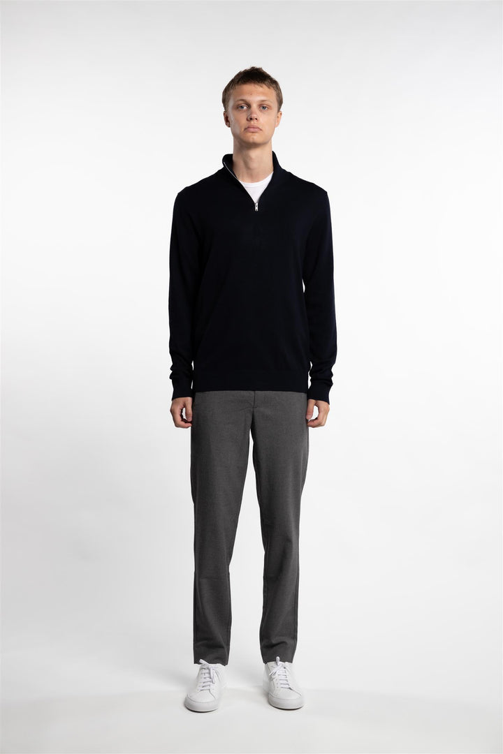 Half Zip Mélange Knit Navy