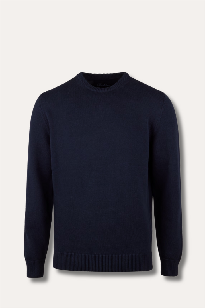 Sweater Knitted Crew Neck Organic Cotton Navy