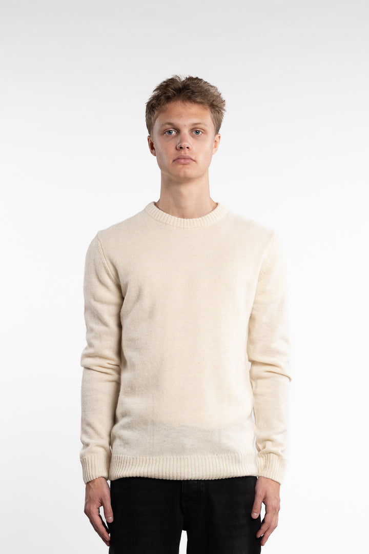 Lambswool O-Neck Knit Off White Melange