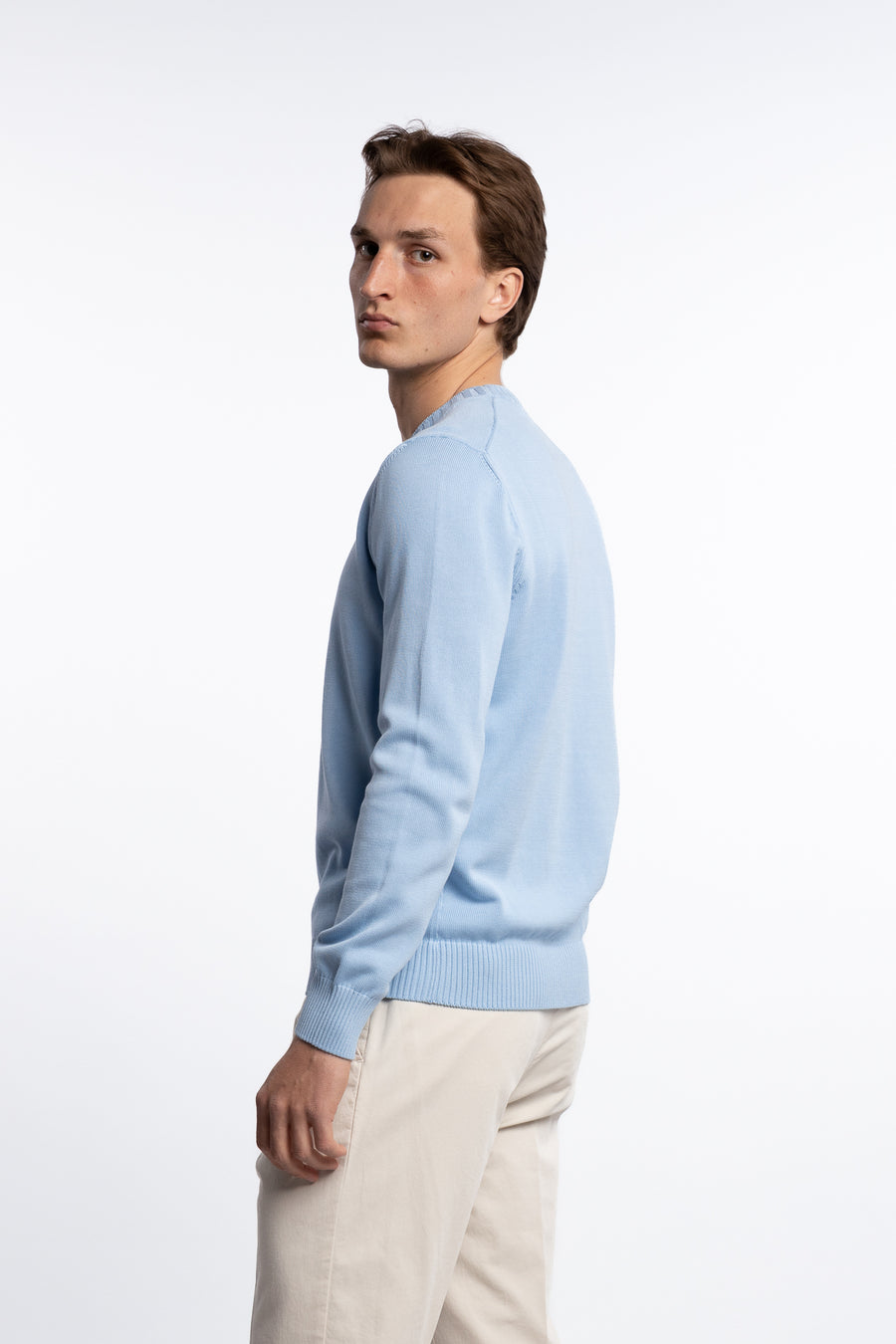 Cotton Long Sleeve Crewneck Light Blue