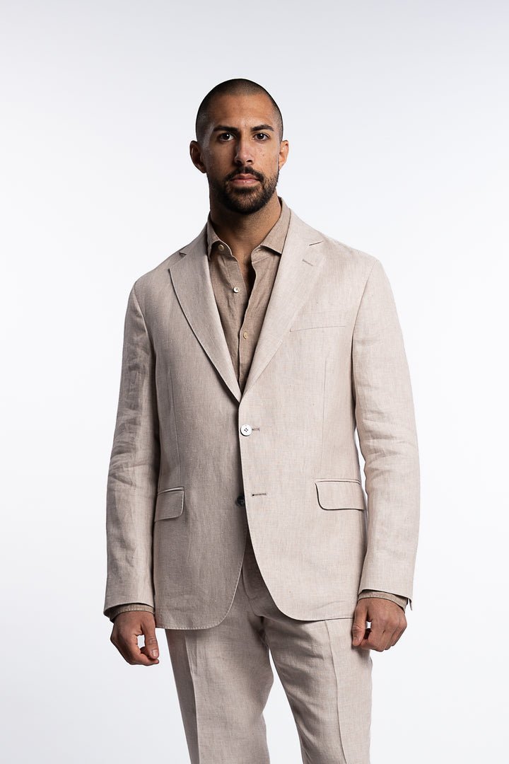 Ferry Regular Fit Soft Linen Blazer White Grass