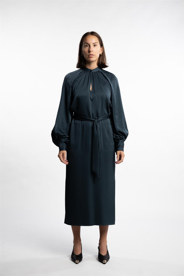 Belted Longsleeve Dress- Dawn