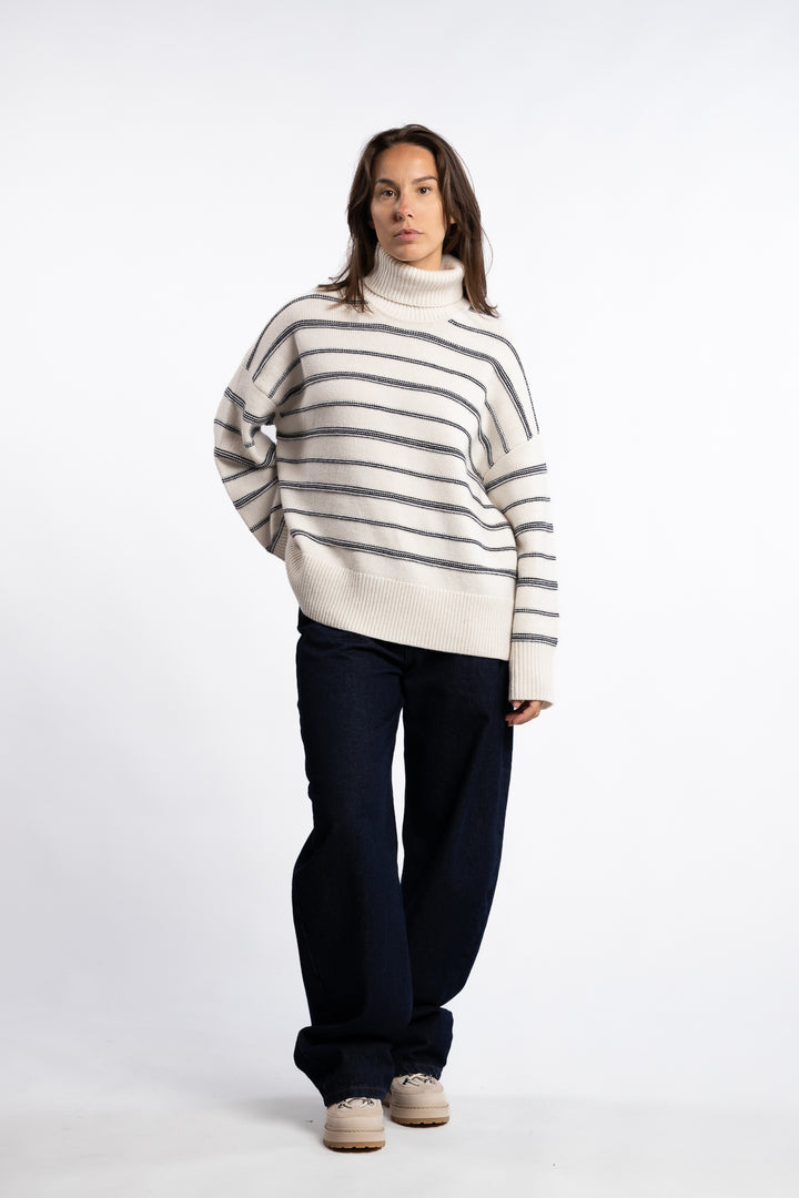 Sakeiku Stripe Turtleneck 11250 - Clear Cream St.