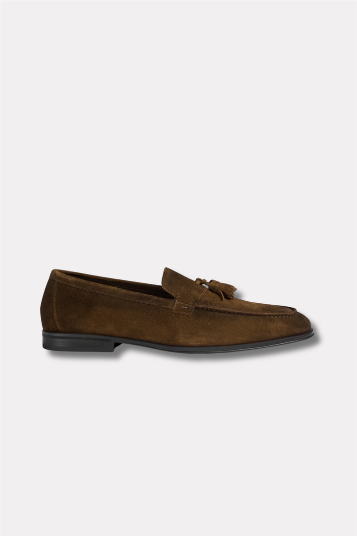 Suede Loafer With Brown Tassels