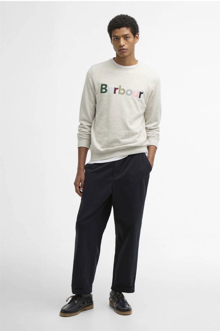 Pique Applique Crew Sweatshirt Ecru Marl