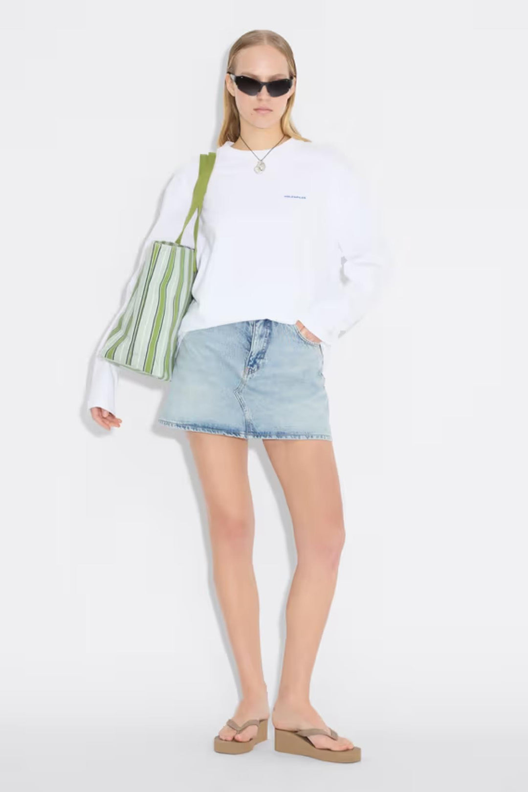 Denim Mini Skirt-Blue Washed