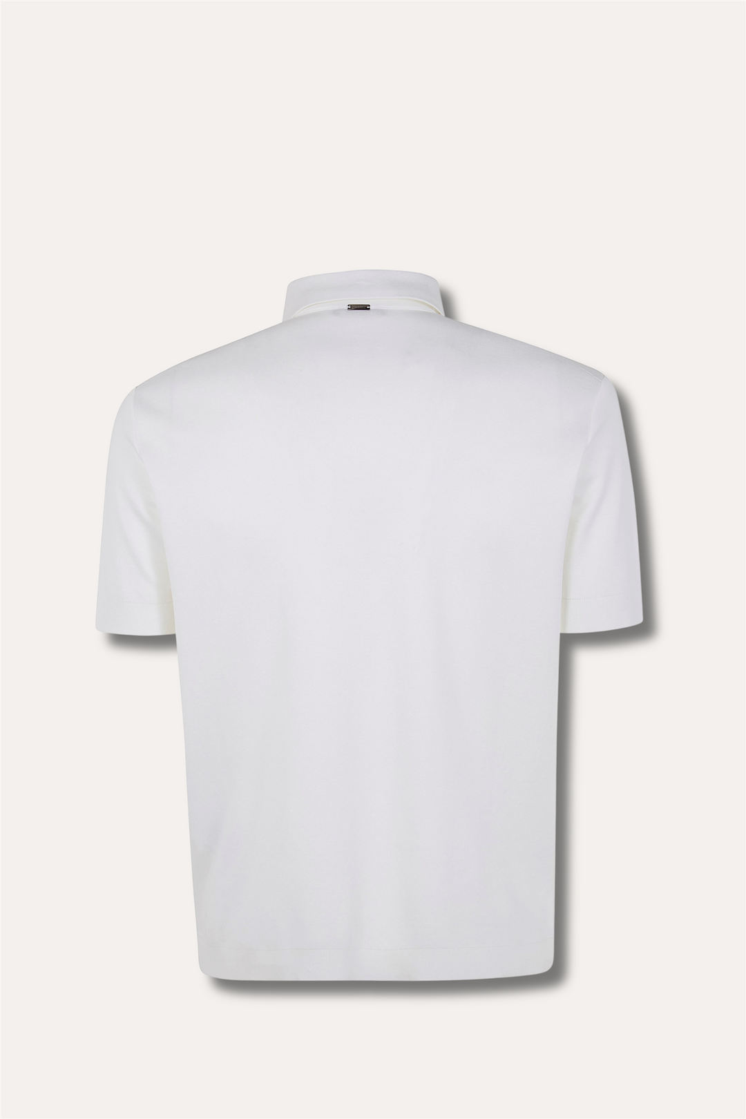 Jersey Knit Effect Polo Shirt White